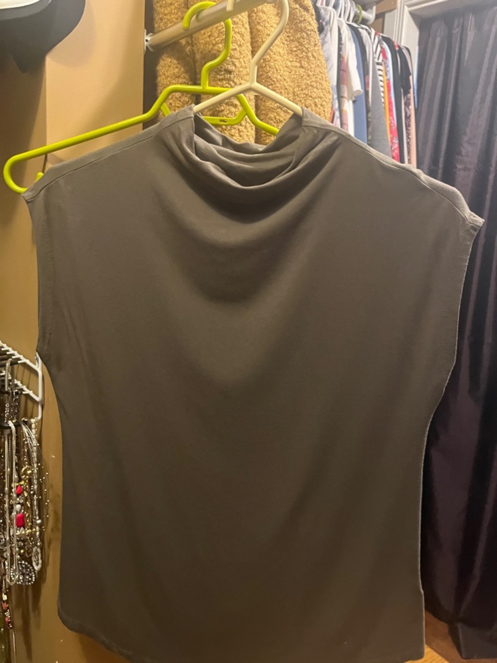 Sleeveless Mock Neck Women’s Top - army green